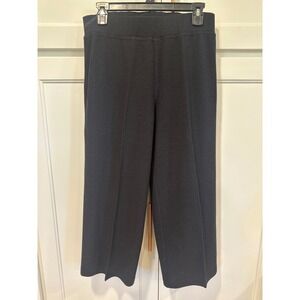 Eileen Fisher Black Knit Cropped Pants Size S wide leg made in USA dress